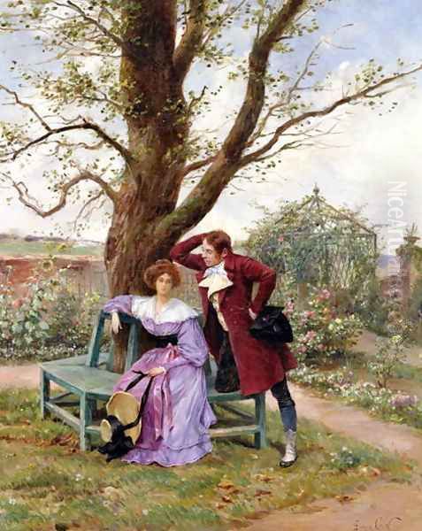 Flirtation Oil Painting by Georges Jules Auguste Cain