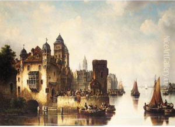 The Schelde At Anvers Oil Painting by Ludwig Herrmann