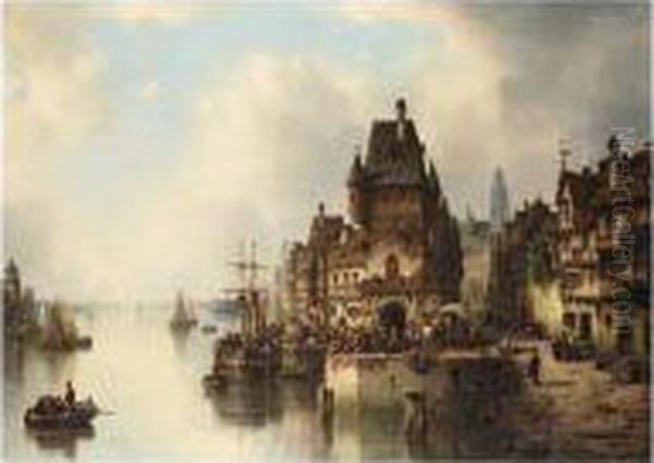 View Of Antwerp Oil Painting by Ludwig Herrmann