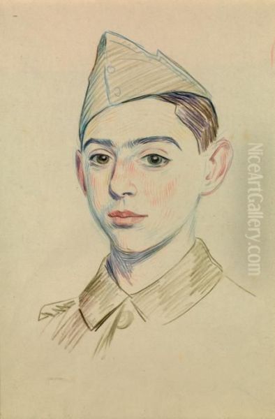 Portrait De Soldat Oil Painting by Rene Georges Hermann-Paul