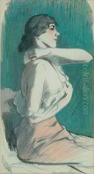 Femme A Sa Toilette Oil Painting by Rene Georges Hermann-Paul