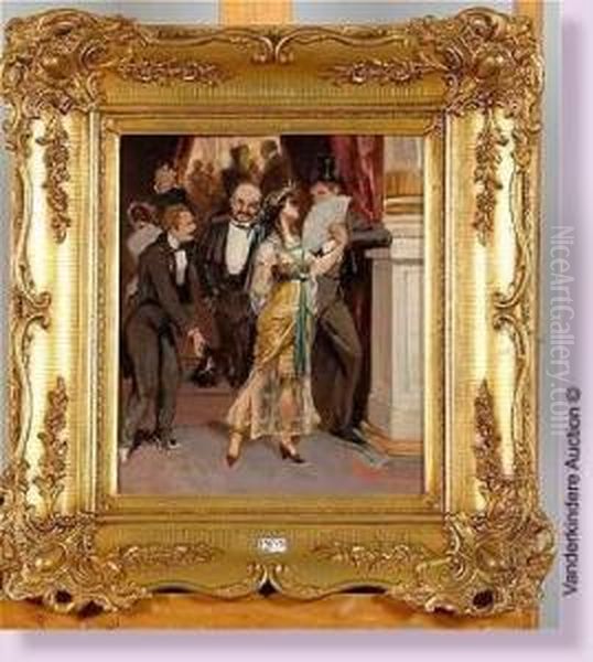 Scene Galante Au Bal Costume Oil Painting by Charles Hermans