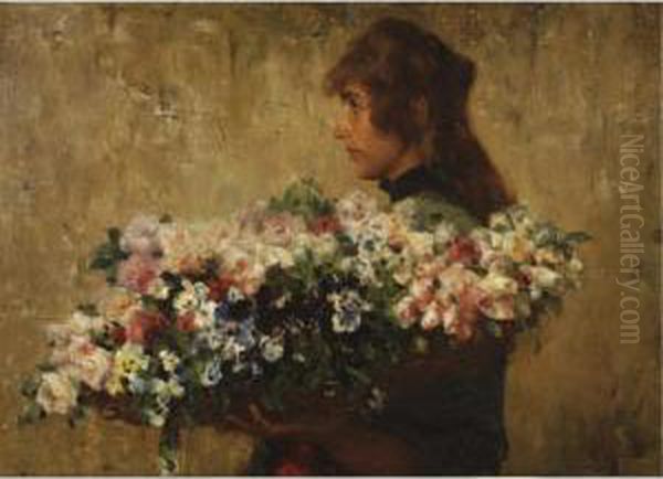 The Flower Seller Oil Painting by Charles Hermans