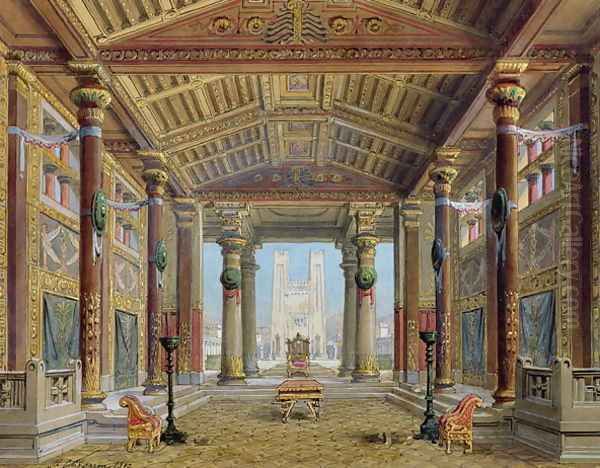 Set design for 'Athalie' by Jean Racine (1639-99) performed at the Comedie Francaise, 28th April 1892 Oil Painting by Philippe Marie Chaperon