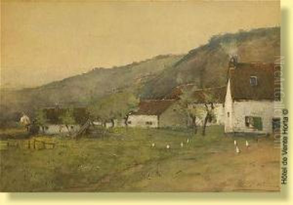 Ferme Sur Fond Vallonne Oil Painting by Paul Hermanus