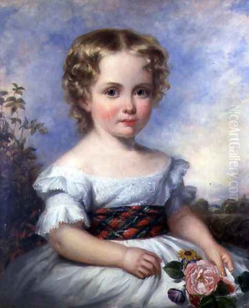 Portrait of a Young Girl with a Tartan Sash Oil Painting by John Carpenter