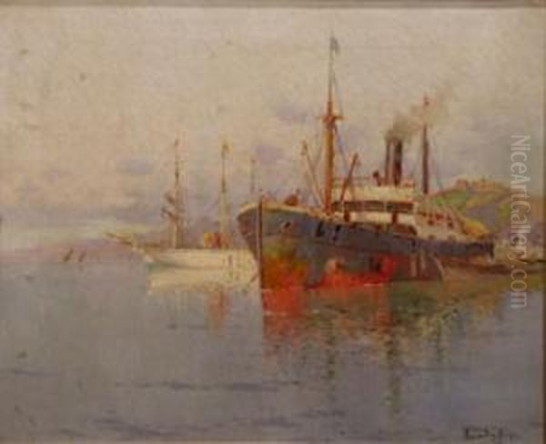 Barcos Oil Painting by Francisco Hernandez Monjo