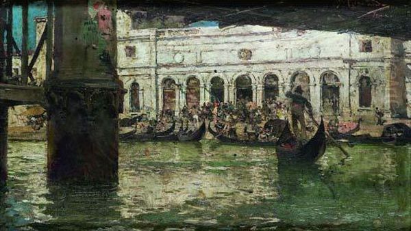 Venise, Gondoliers Oil Painting by Daniel Hernandez Morillo