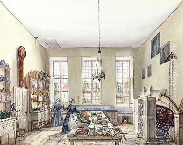 The Kitchen at Aynhoe, 3rd February 1847 Oil Painting by Lili Cartwright