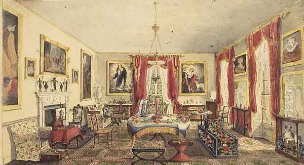 The Drawing Room at Aynhoe, 1845 Oil Painting by Lili Cartwright