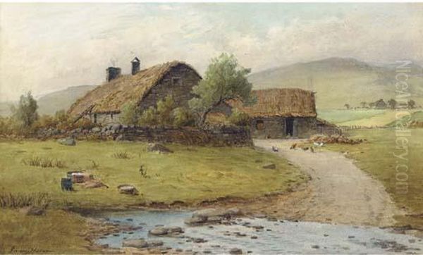 A Crofter's Cottage Oil Painting by James Heron