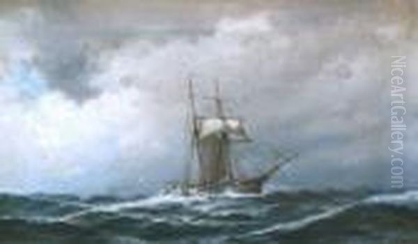 Marine. Kutter Auf Hoher See Oil Painting by Franz Carl Herpel