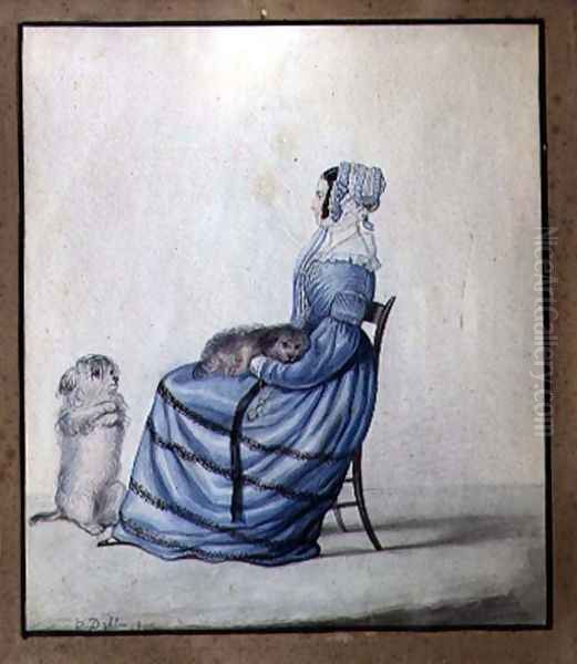 Portrait of Marianne Cartwright with her Pet Dogs Oil Painting by Lili Cartwright