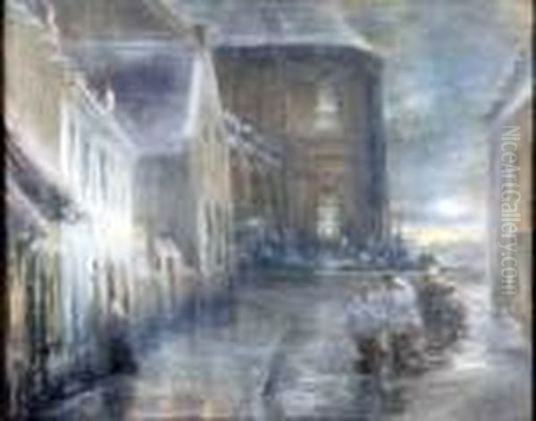 [scene De Rue Nocturne] Oil Painting by Lievin Herremans