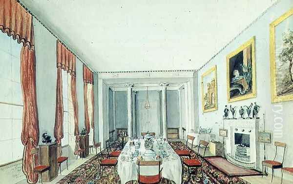 The Dining Room at Aynhoe, 23 January 1835 Oil Painting by Lili Cartwright