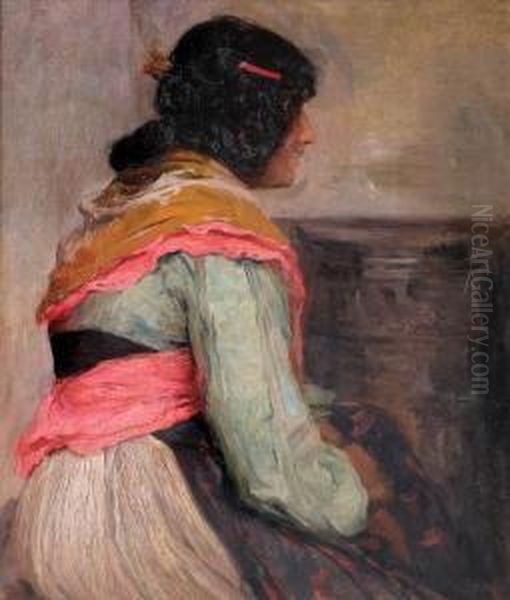 Gitana De Perfil Oil Painting by Carlos Maria Herrera