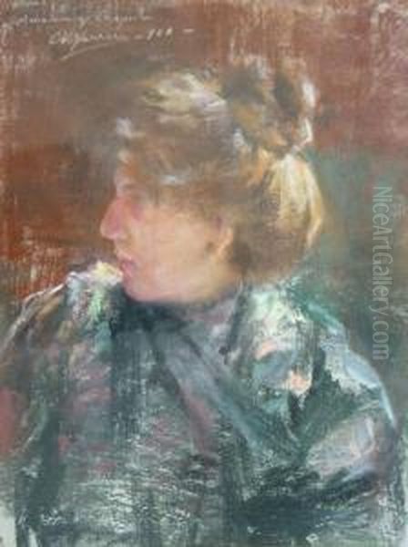 Perfil De Mujer Oil Painting by Carlos Maria Herrera