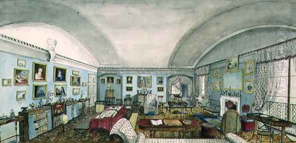 The Sitting Room at Aynhoe, 1835 Oil Painting by Lili Cartwright