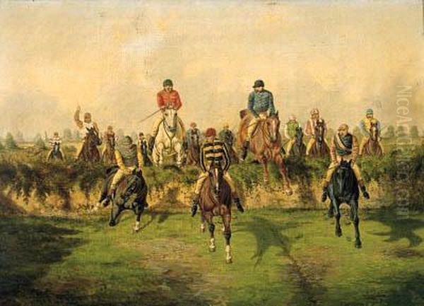 The Steeplechase Oil Painting by Benjamin Herring, Jnr.