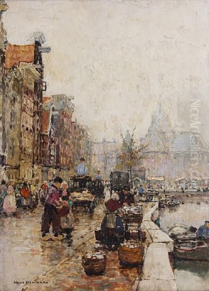 Die Waag, Amsterdam Oil Painting by Hans Herrmann