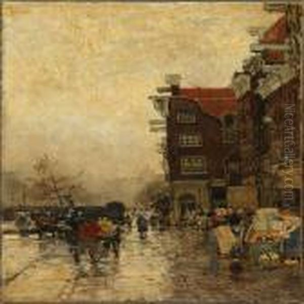 Street Life Inamsterdam Oil Painting by Hans Herrmann