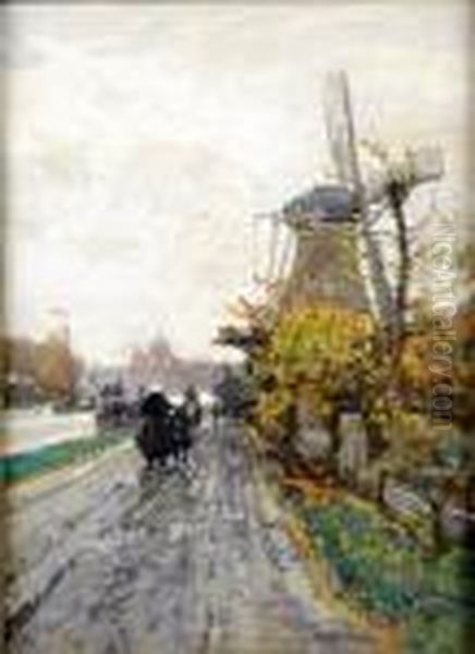 Chemin De Halage Et Moulin Oil Painting by Hans Herrmann