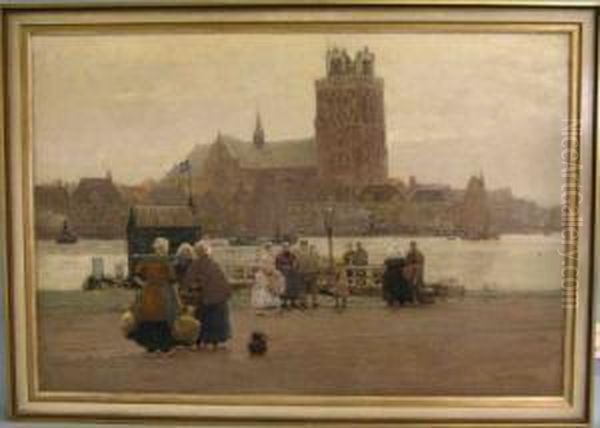 Amsterdam, An Der Gracht Oil Painting by Hans Herrmann