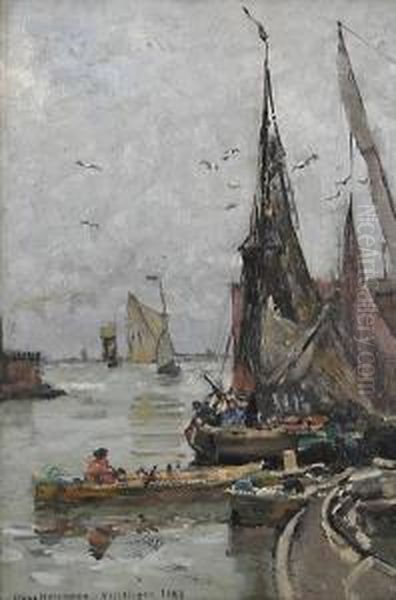 Fischerboote In Vlissingen Oil Painting by Hans Herrmann