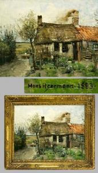 Bauernhaus In Sommerlandschaft Oil Painting by Hans Herrmann