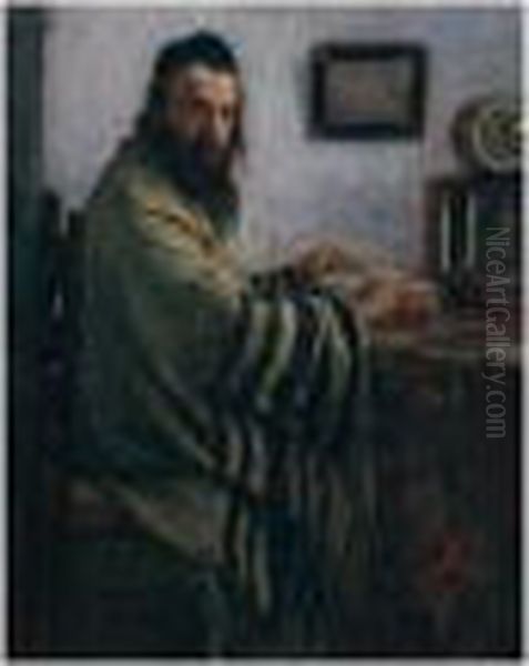 Portrait Of A Rabbi Oil Painting by Otto John Herschel