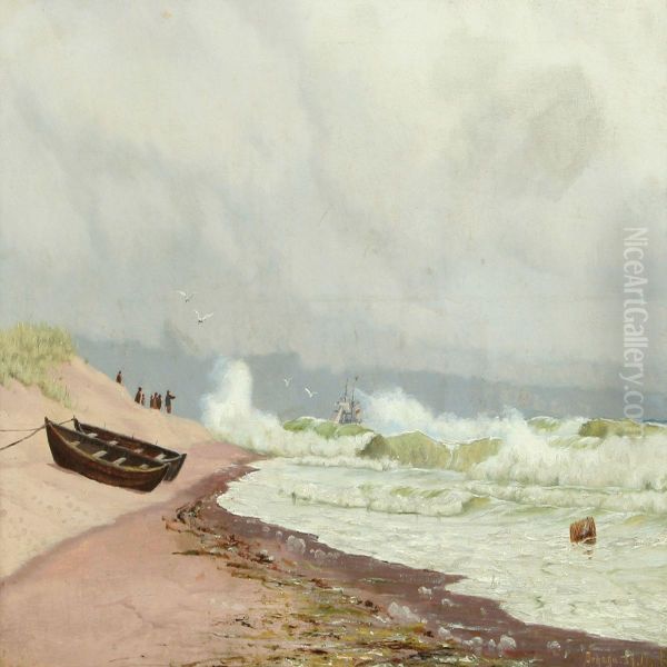 Costal Scenery Fromorhage With Shipwreck by Oscar Herschend