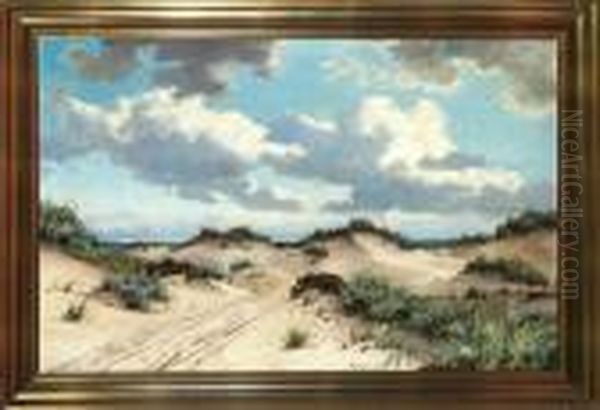 Sand Dunes At Raberg Beach, Denmark Oil Painting by Oscar Herschend