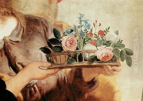 Our Lady of the Rosary, detail of the basket of flowers Oil Painting by Gaspard de Crayer