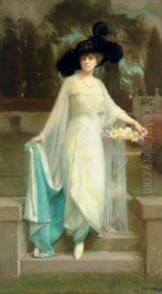 Portrait Of A Distinguished Lady In Her Garden Oil Painting by Albert Herter