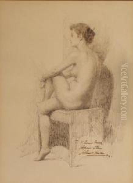 Seated Female Nude Oil Painting by Albert Herter