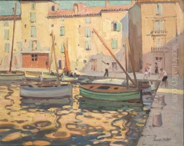 Le Port De Saint Tropez Oil Painting by Jules Alfred Herve-Mathe