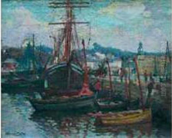 Le Retour De La Peche A La Ville Close Concarneau. Oil Painting by Jules Alfred Herve-Mathe