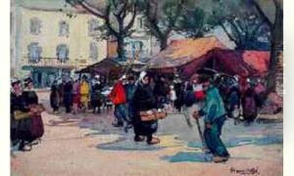 Marche Anime En Bretagne. Oil Painting by Jules Alfred Herve-Mathe