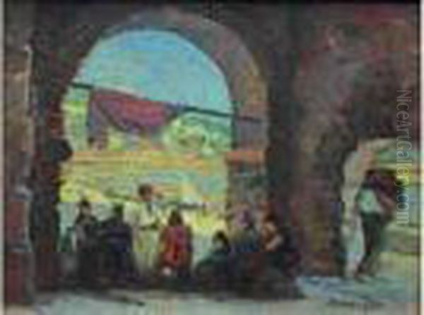 Sous Les Arches A Villefranche-sur-mer. by Jules Alfred Herve-Mathe