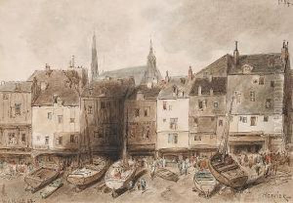 Honfleur Oil Painting by Louis Adolphe Hervier