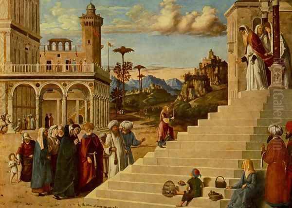 Presentation of the Virgin at the Temple Oil Painting by Giovanni Battista Cima da Conegliano