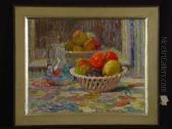 Fruchtestillleben Mit Wasserkaraffe Oil Painting by Marcel Hess