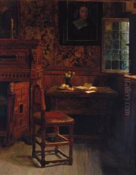 A 17th Century Dutch Interior Oil Painting by Marcel Hess