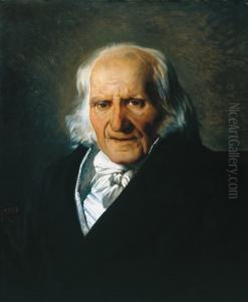 Portrait De Christian Friedrich Samuel Hahnemann Oil Painting by Alexandre Hesse