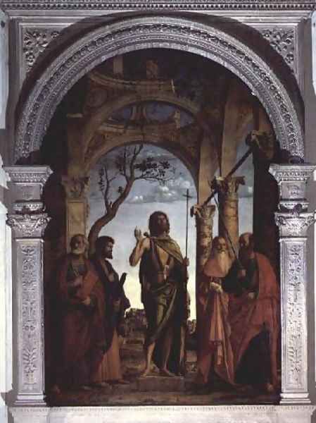 St. John the Baptist and Saints, 1493 Oil Painting by Giovanni Battista Cima da Conegliano