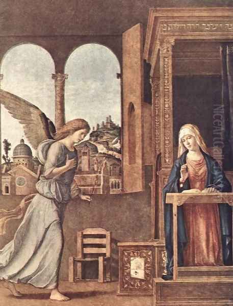 The Annunciation, 1495 Oil Painting by Giovanni Battista Cima da Conegliano