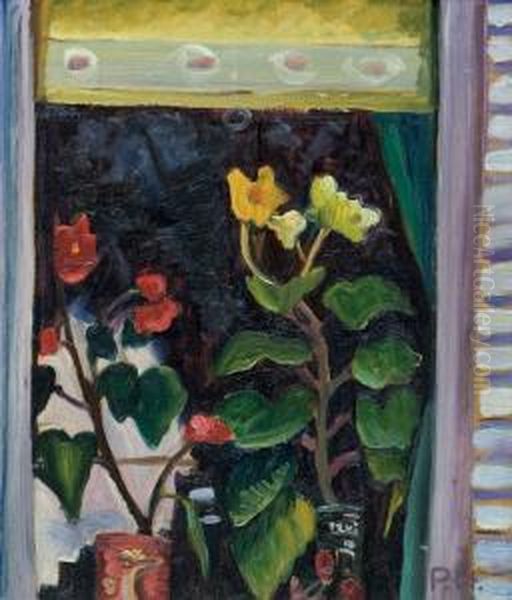 Plants On A Windowsill Oil Painting by Prudence Heward