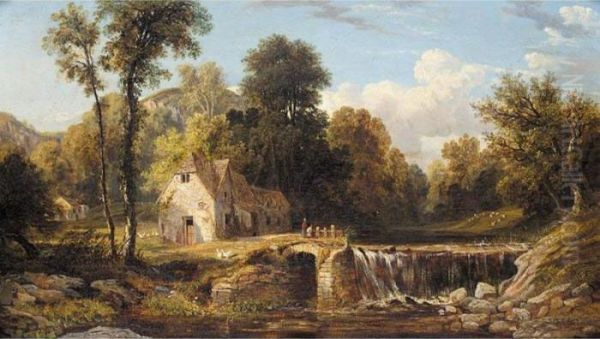 By The Waterfall Oil Painting by Henry Hewitt