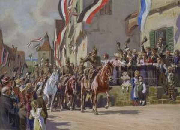 Parade Auf Dem Stadtplatz Oil Painting by Paul Hey