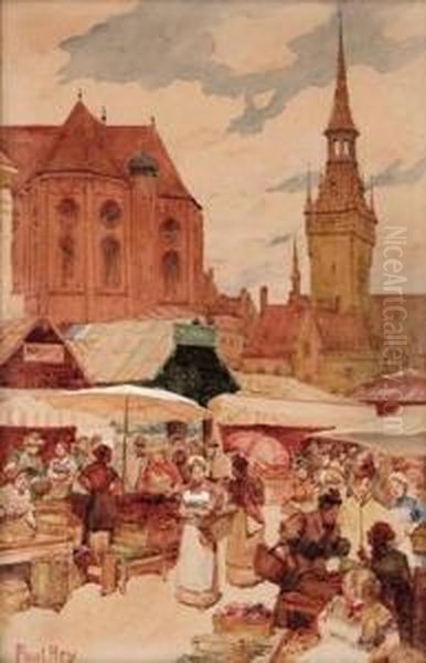 Auf Dem Markt Bei Munchen Oil Painting by Paul Hey